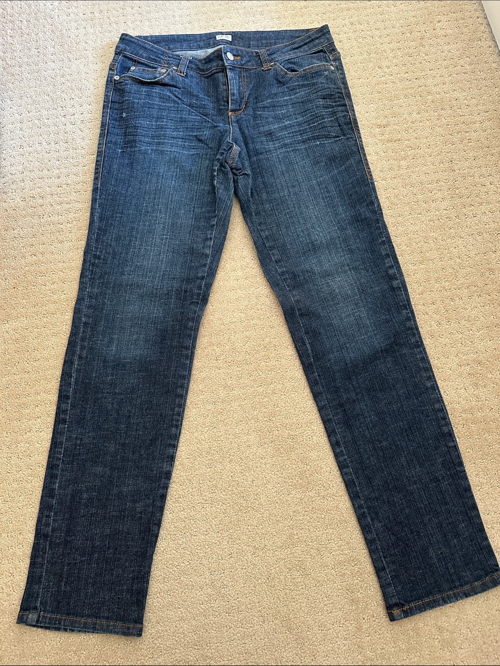 Cache Vintage Straight-Leg Jeans in Dark Blue Denim